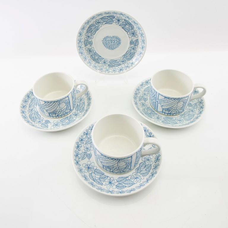 Stig Lindberg, tea cups 8 pcs "Boro" Gustavsberg stoneware 1960s.