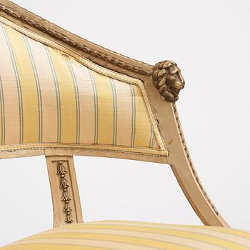 A pair of matched late Gustavian armchairs, Stockholm,  late 18th century.