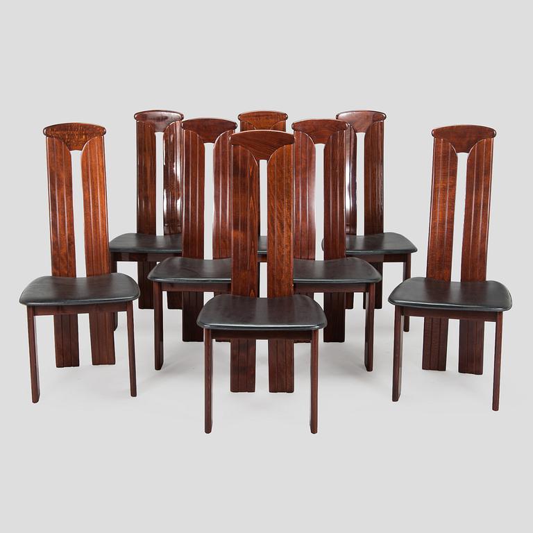 A set of eight dining chairs, Italy.