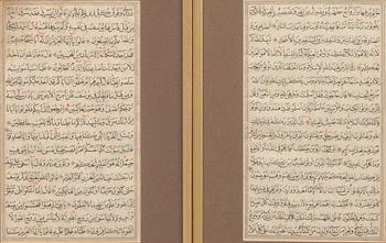 HANDSKRIFTER UR KORANEN, 2 st, 1800-tal.