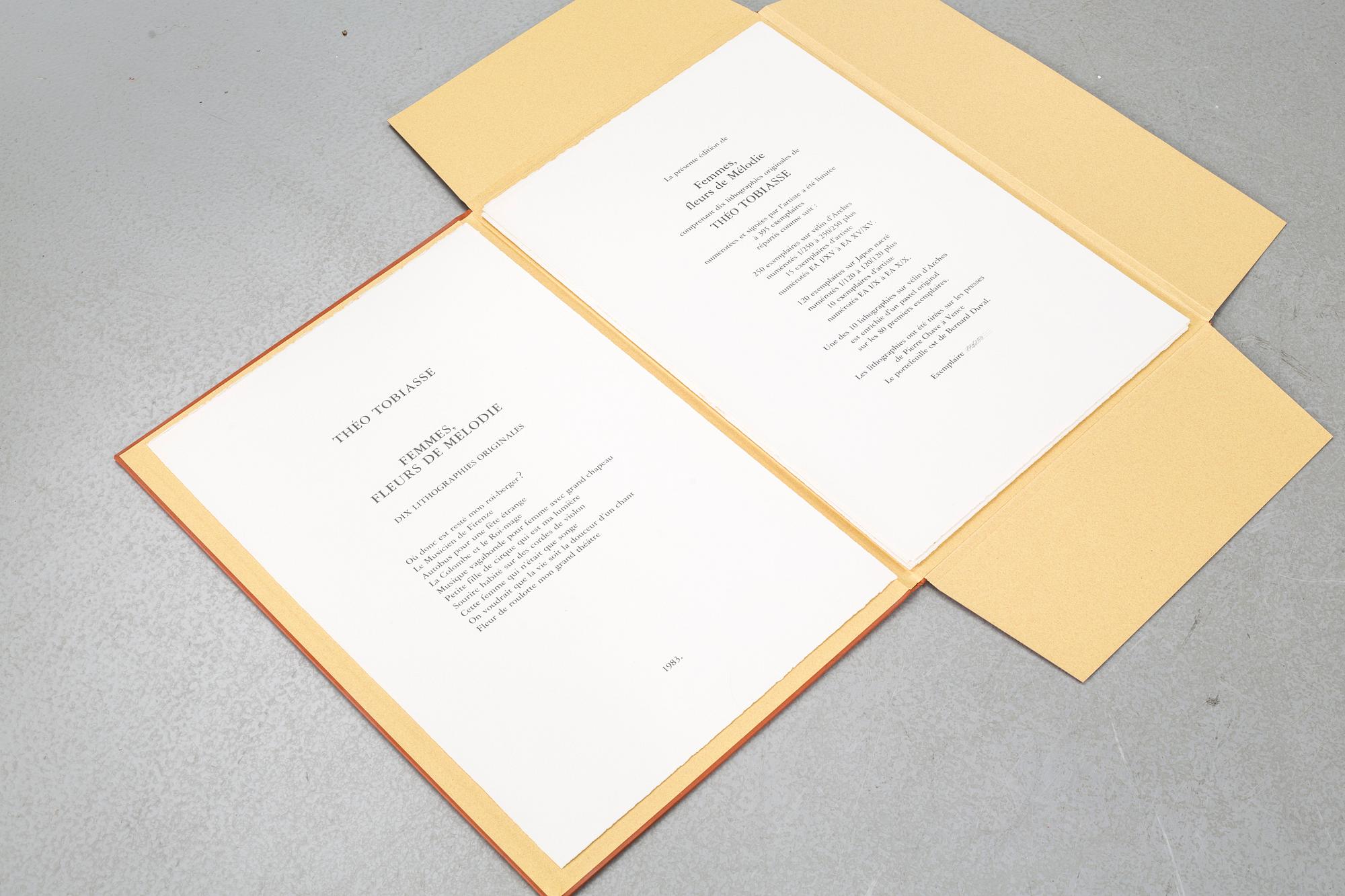 folder with nine litographs, "Femmes fleurs de mélodie", signed och numbered 204, 206, 207, 221/250.