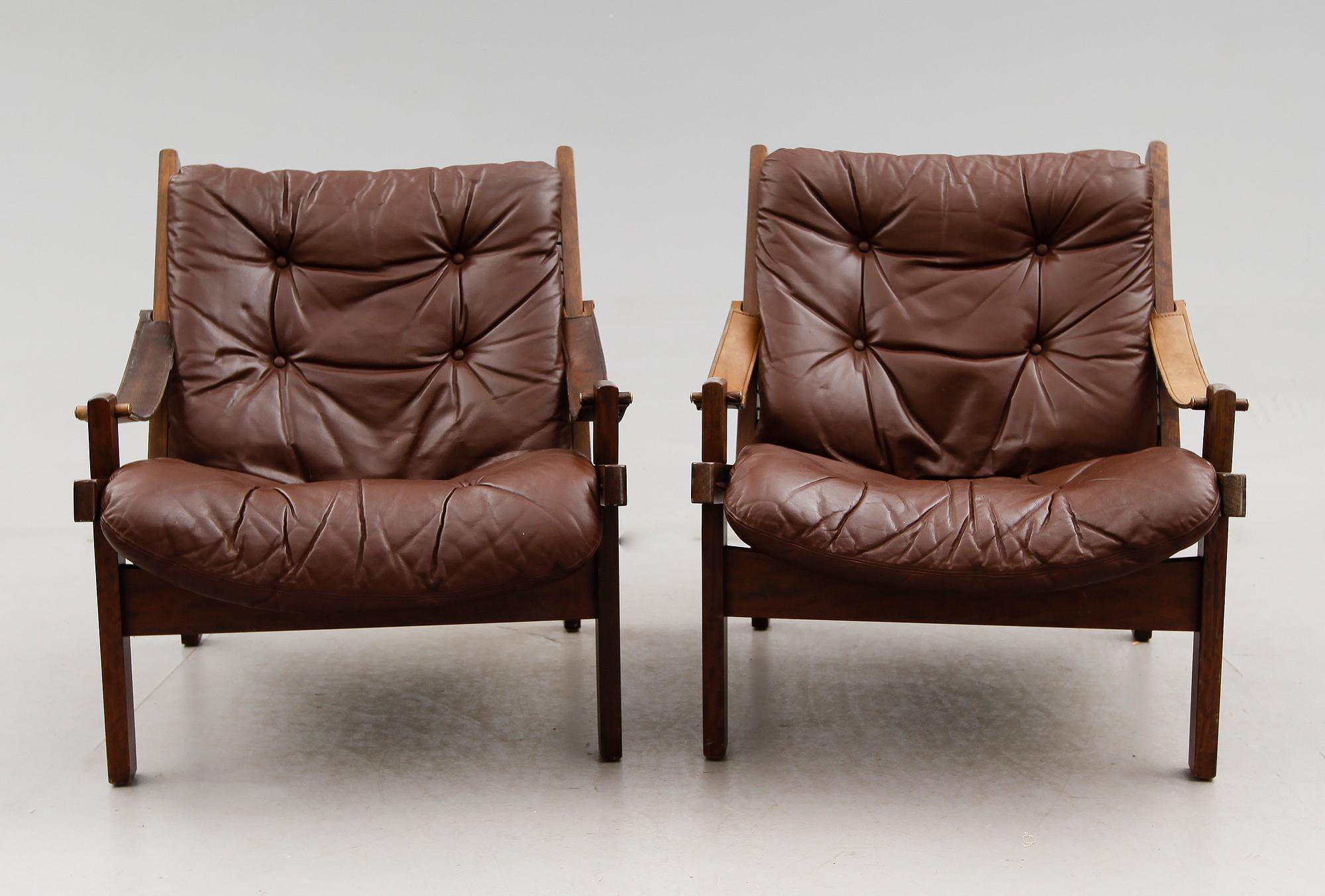 FÅTÖLJER, 1 par, "Hunter", Torbjörn Afdal, Stranda Industri för Bruksbo, Norge, 1900-talets andra hälft.