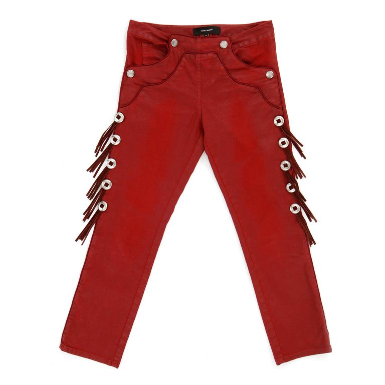 ISABEL MARANT, a pair of red cotton blend pants, size 34.