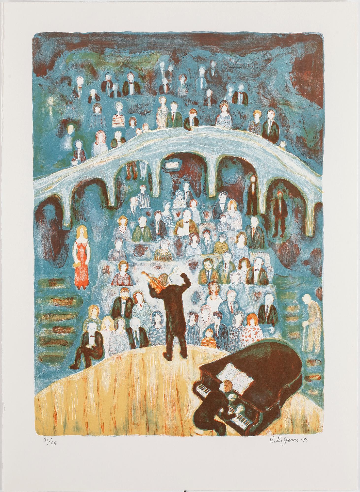 VICTOR SPARRE, mapp med 6 st färglitografier, signerade, daterade -90 och numrerade 31/95.