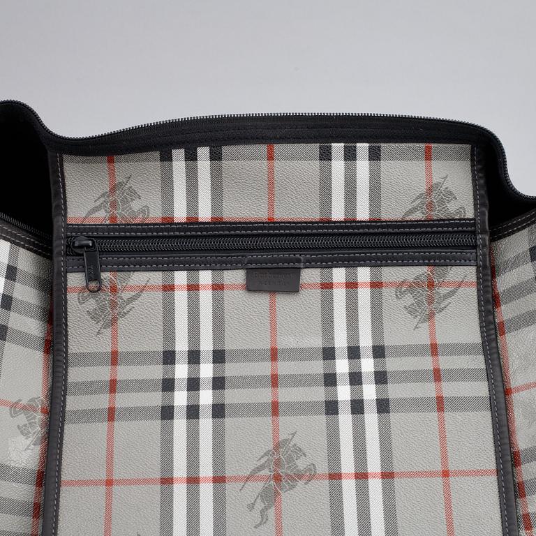 Burberry, a canvas weekend bag.