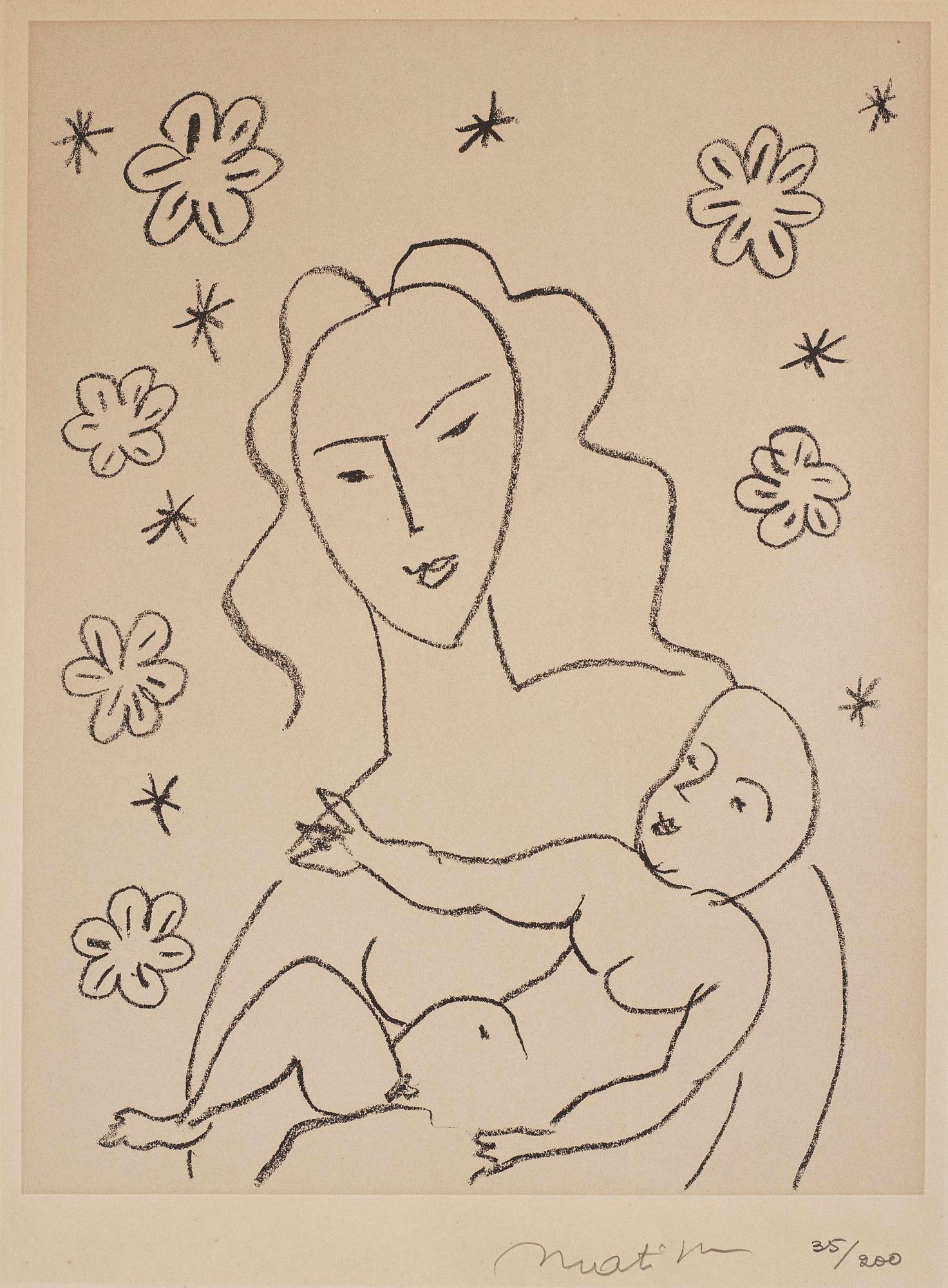 Henri Matisse, "Vierge et Enfant sur Fond de Fleurs et d'Etoiles".