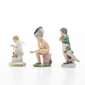A group of three porcelain figures, Meissen and Höchst, 19/20th century.