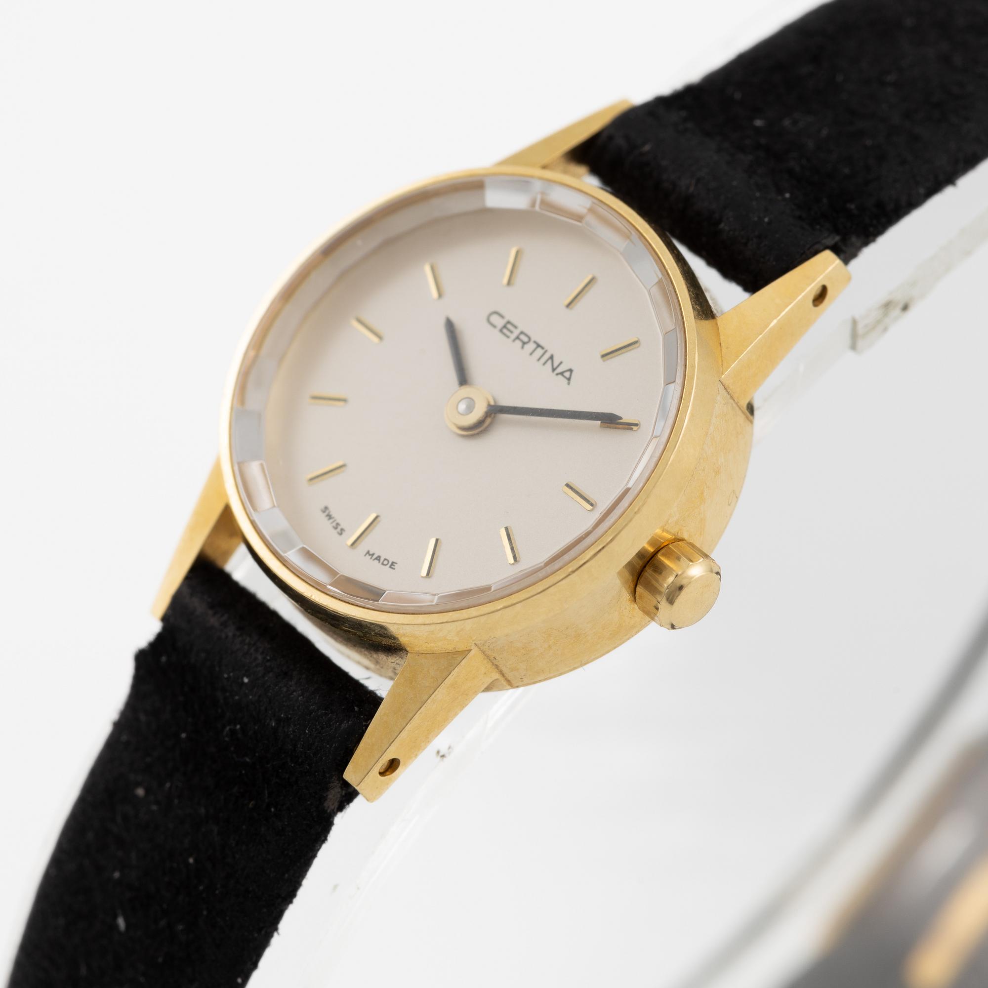 Certina, wristwatch, 18K gold, 19 mm.