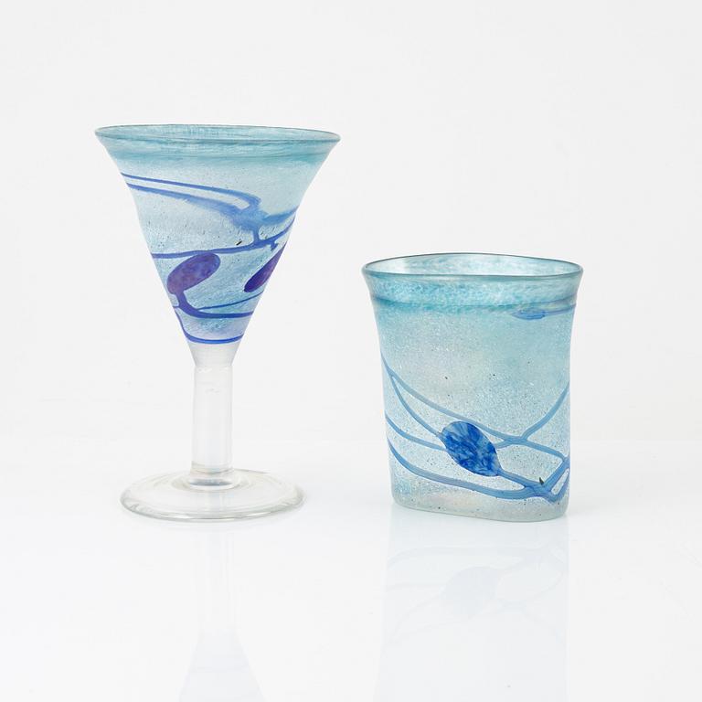 Bertil Vallien, a bowl, a goblet and four vases.