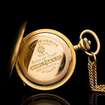 A PENDANT / POCKET WATCH, old cut diamonds, 14K gold. Borel Neuchatel & Cie.