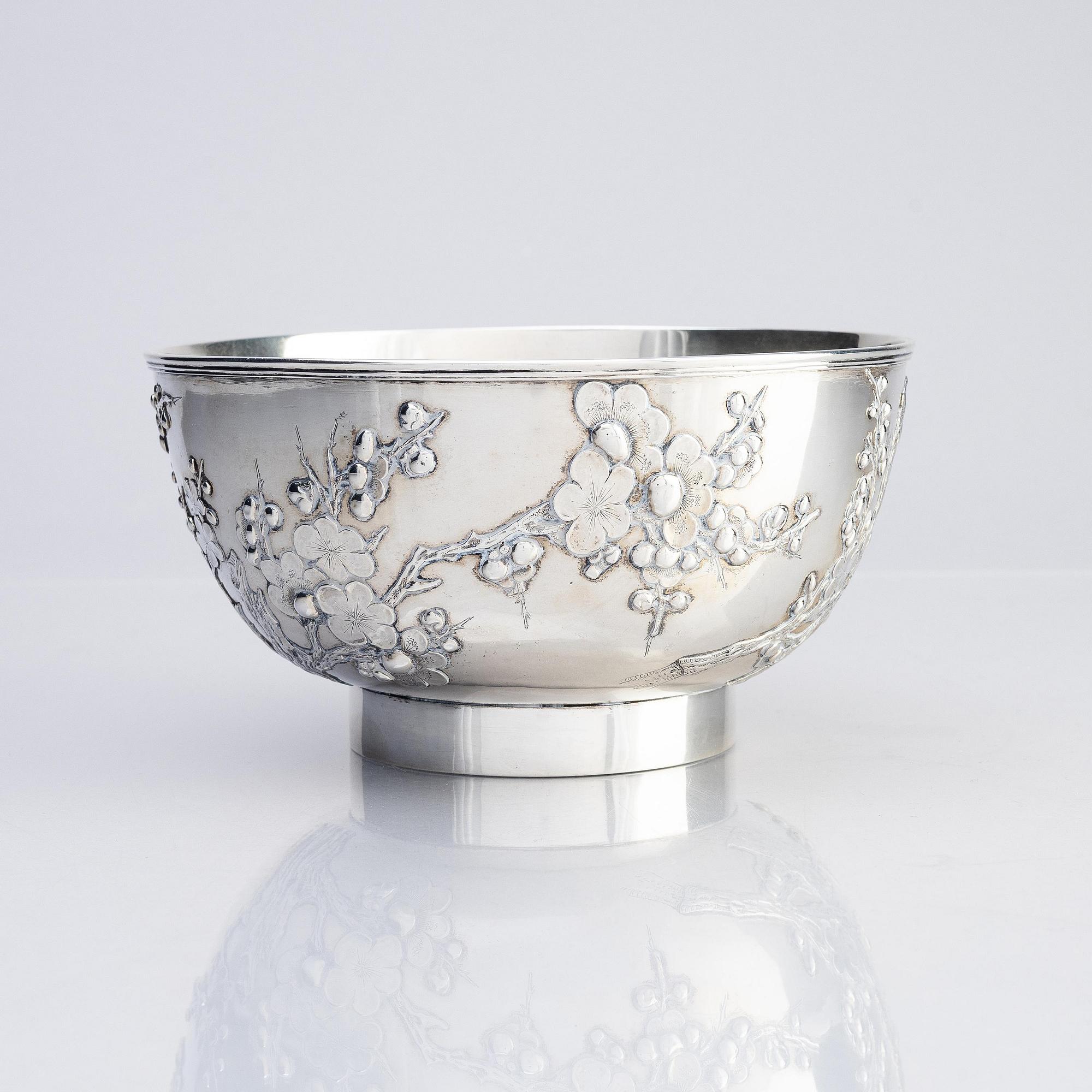 A Chinese Export silver bow, stamped WH, Wang Hing & Co. Hong Kong & Canton 1880's.