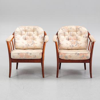Armchairs, a pair, "Andorra," Bröderna Andersson, Ekenässjön AB, latter half of the 20th century.