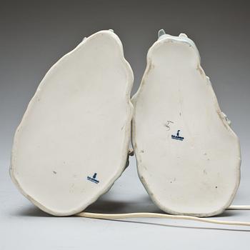 BORDSLAMPOR, ett par, porslin, Lladro, 1900-talets senare hälft.
