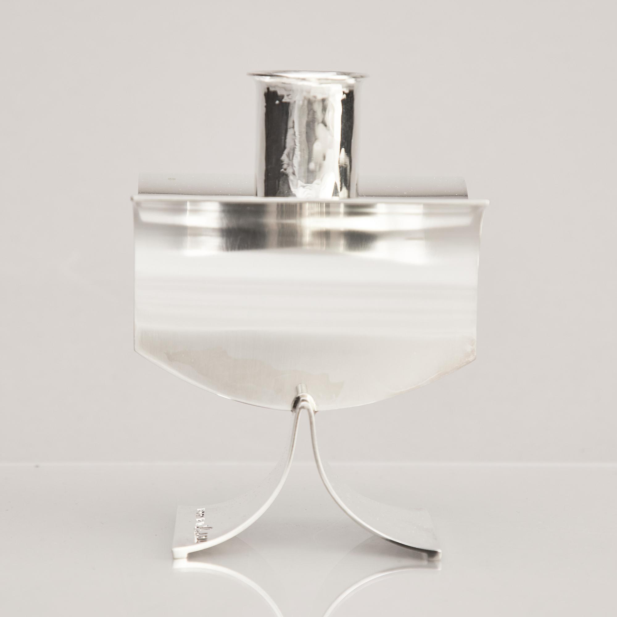 Rolf Lindståhl, sterling silver, ljusstake, Stockholm 2001.