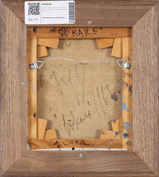 Eddie Figge, oil and metal on canvas, signed and dated 1963 verso.