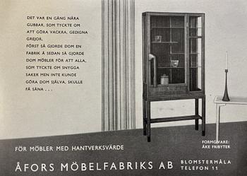 Åke Fribyter, a mahogay display cabinet, Åfors Möbelfabrik, Blomstermåla, ca 1955.
