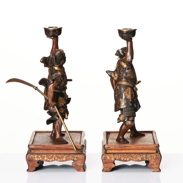 Skulpturer två stycken, brons. Japan, signerade Miyao Zo, Meiji period (1868-1912).