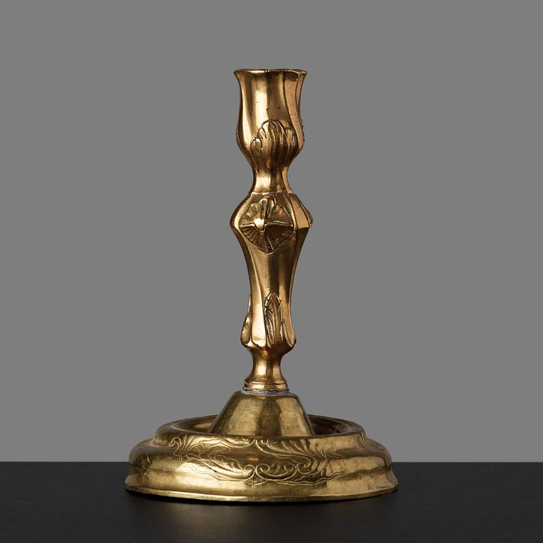 A Rococo candlestick by Anders Westerberg (privilege 1755, dead 1765, his widow continued till 1773).