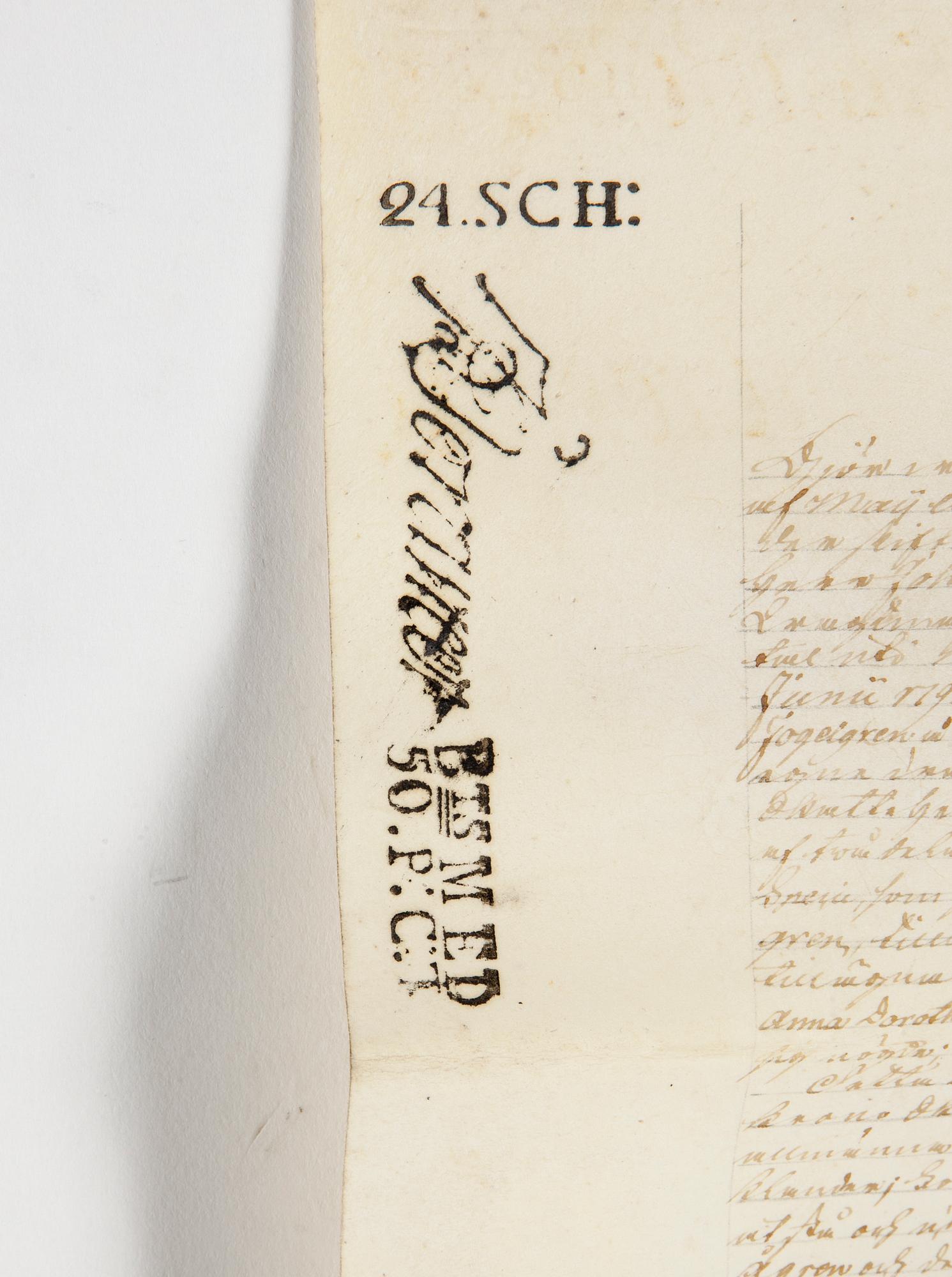 DOKUMENT, pergament, daterat 1808.