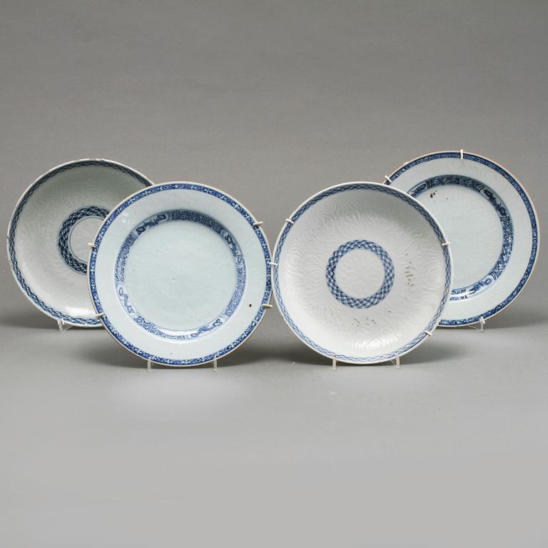 PLATES, two pairs, porcelain, China, 18th century.