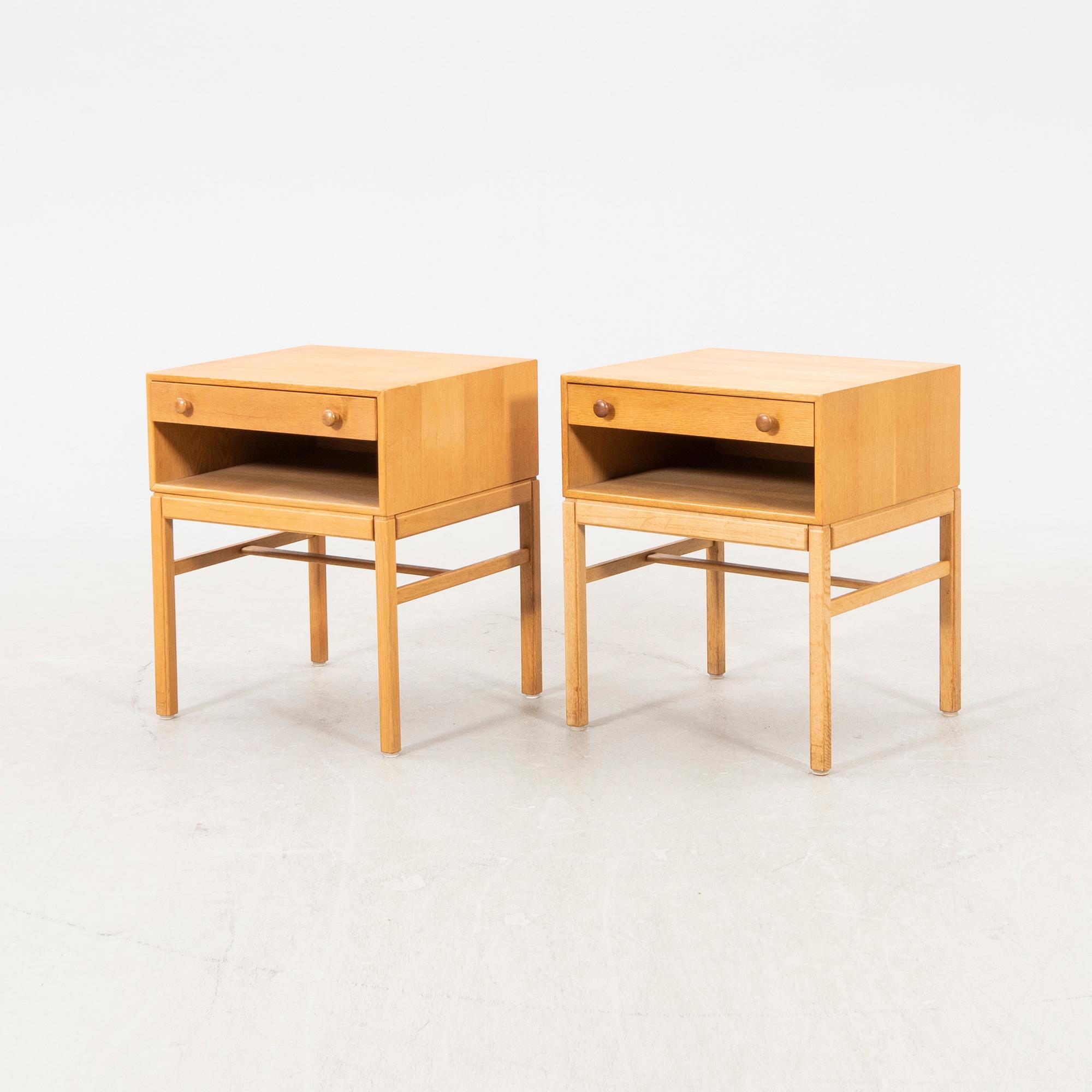 Sven Engström and Gunnar Myrstrand, a pair of oak bedside tables, "Casino", Tingströms, Bra Bohag, 1960s.
