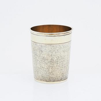 A German late 17th century, parcel-gilt silver beaker, marks of Jeremias Busch, 1697-1699 Augsburg.