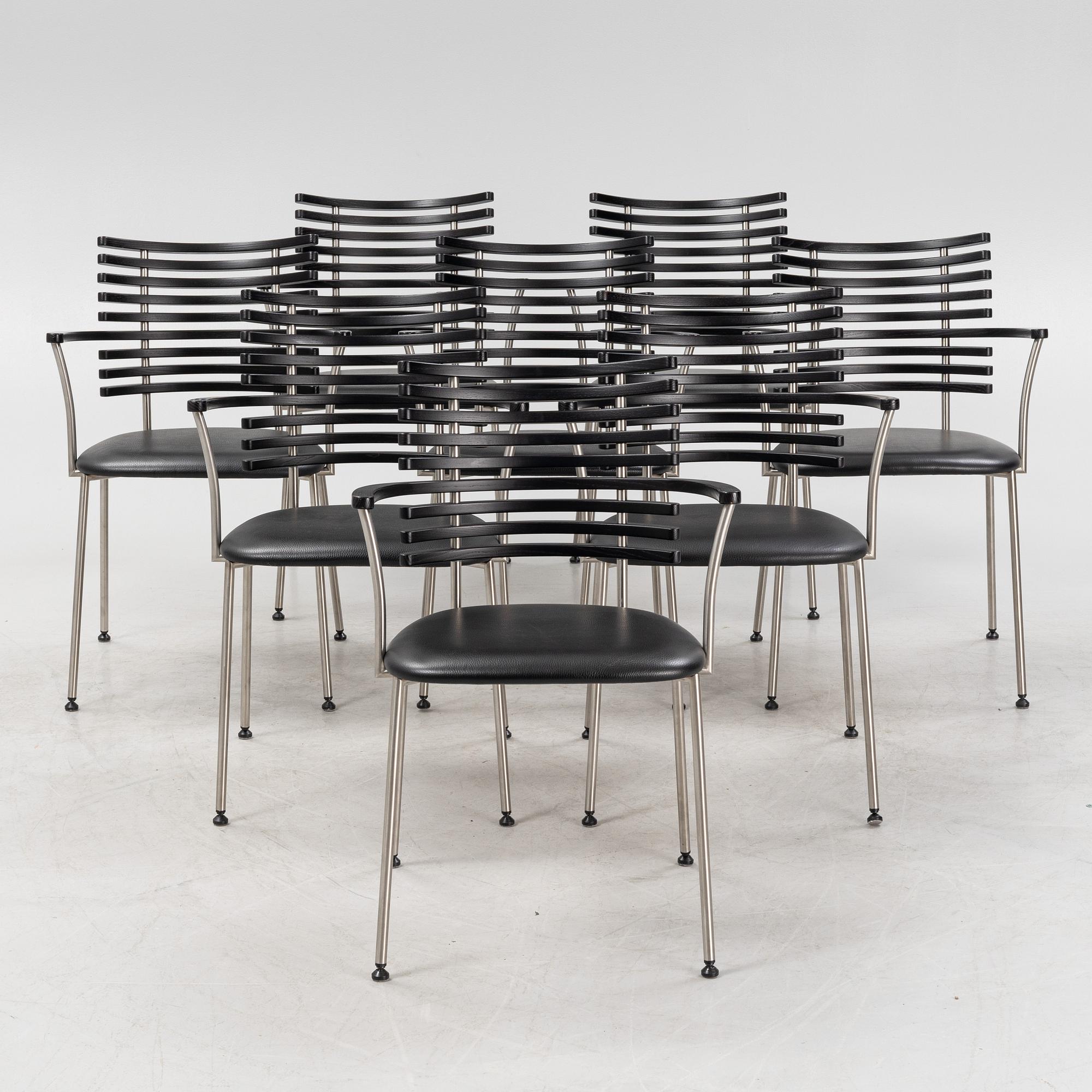 A set of eight leather upholstered 'Tiger GM 4106' armchairs from Naver Collection.