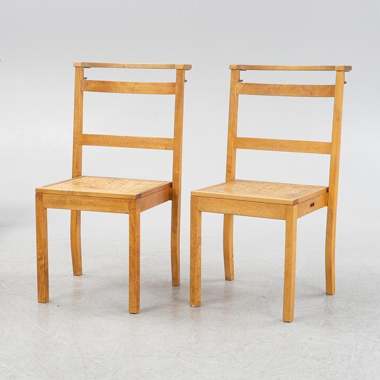 Peter Celsing, a set of six birch chairs.