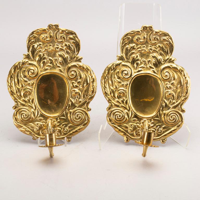 VÄGGLAMPETTER ett par barockstil sent 1800.tal.