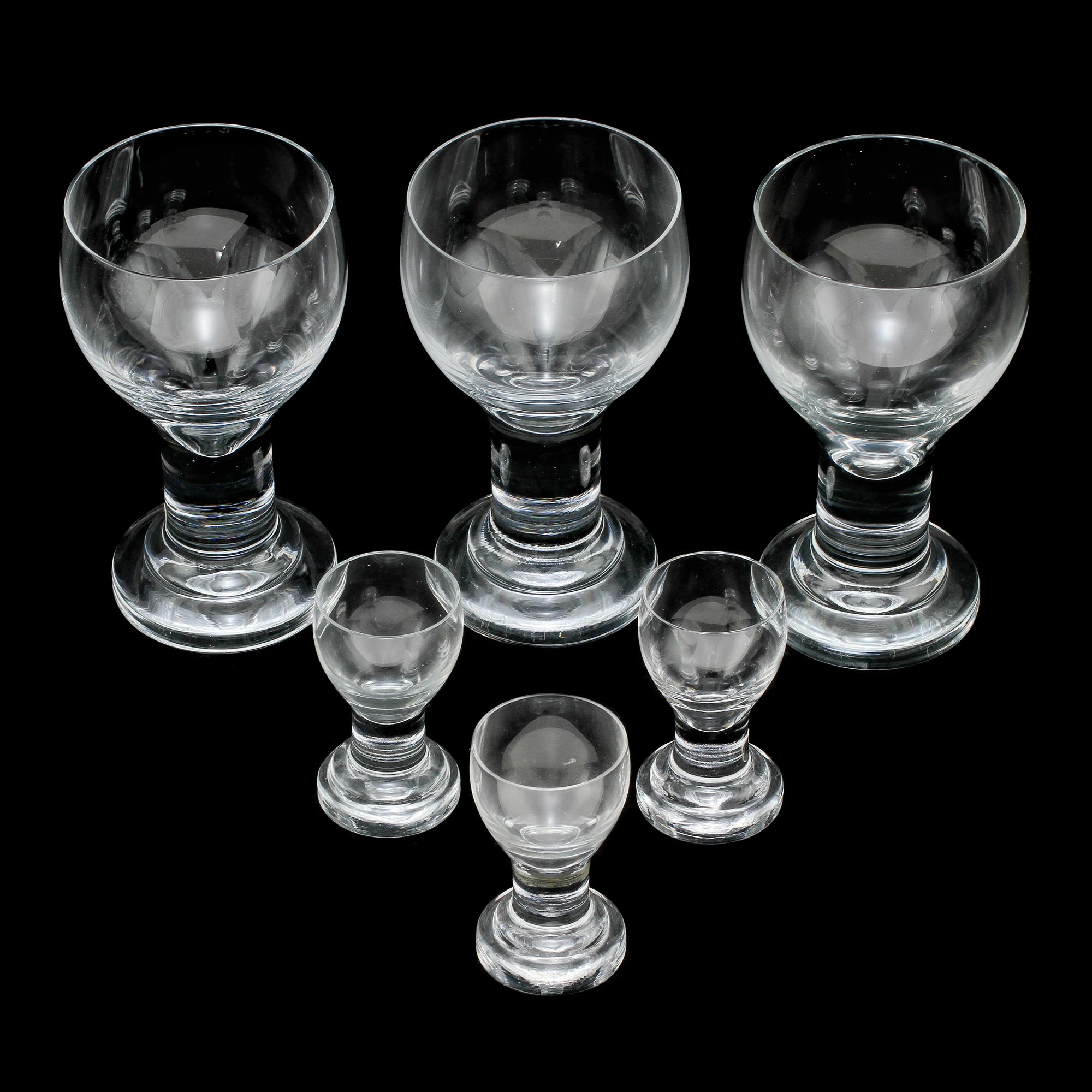 ÖLGLAS, 12 st, SNAPSGLAS, 12 st, Boda glasbruk, 1900-talets andra hälft.