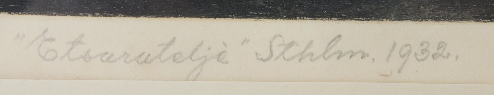 AXEL FRIDELL, etsning, utförd 1932, (Föreningen för grafisk konst 1943).