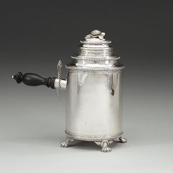 A Swedish 18th century silver coffee-pot, makers mark of Petter Eneroth, Stockholm 1791.