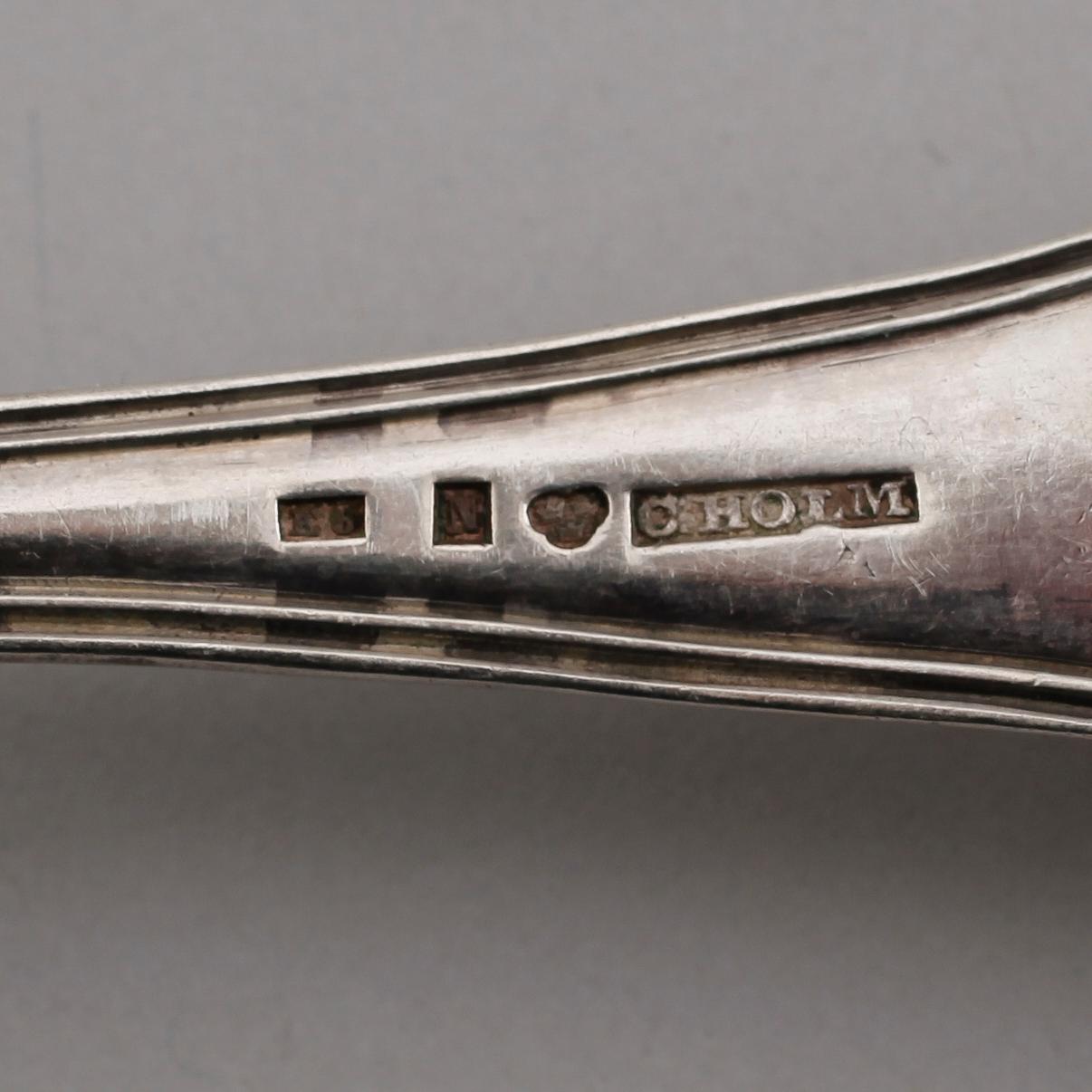 MATSKEDAR, 10 st snarlika, silver, 1800-talets mitt. Vikt ca 538 gram.