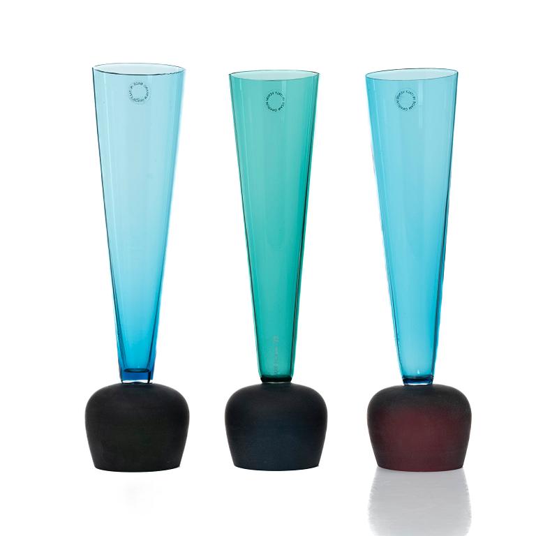 Venini, pokaler, 3 st, "Desdy", Murano, Italien, 1995.