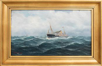 Okänd konstnär 1900-tal, Ångare till havs.