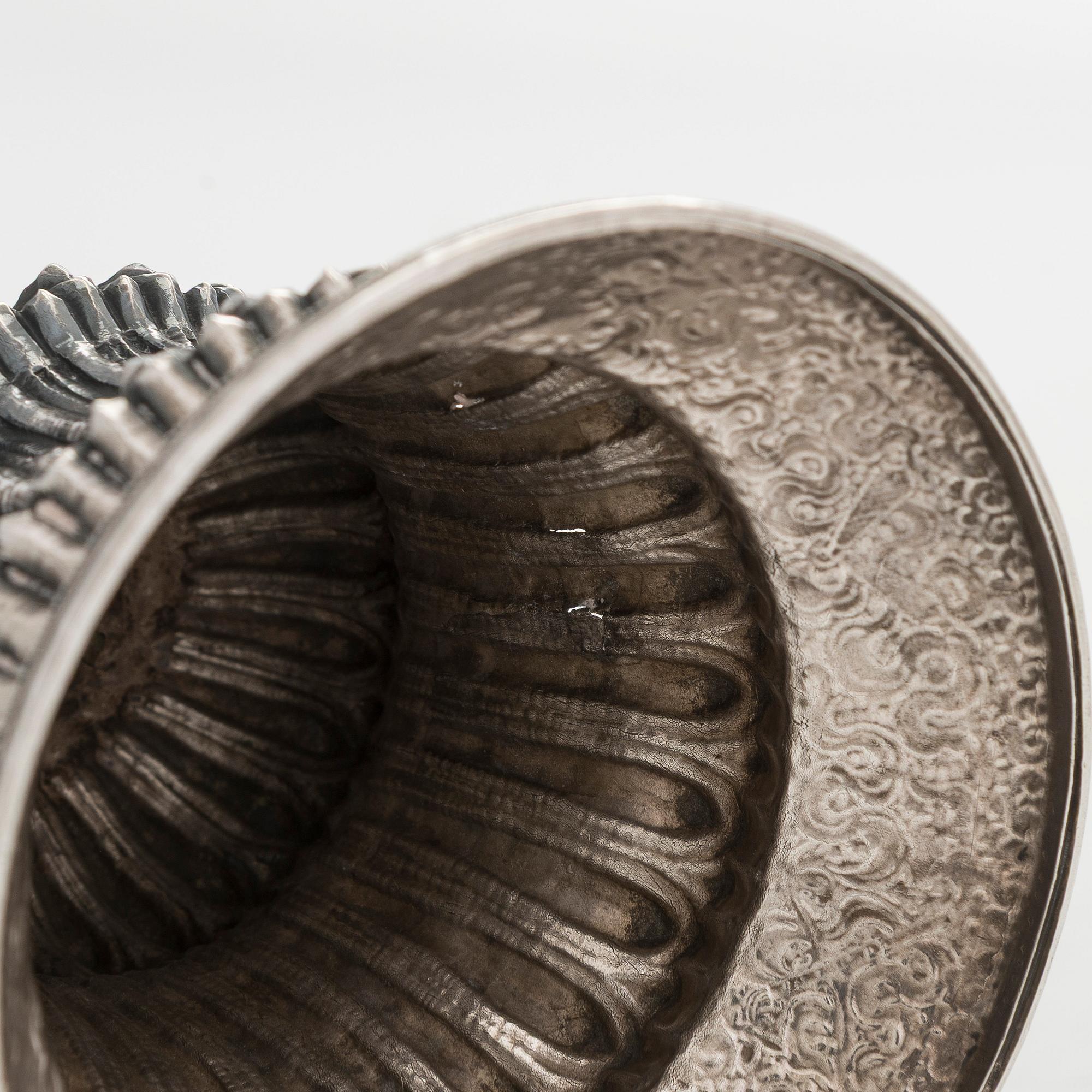 Two silver butter lamps, Tibet, 19th century.