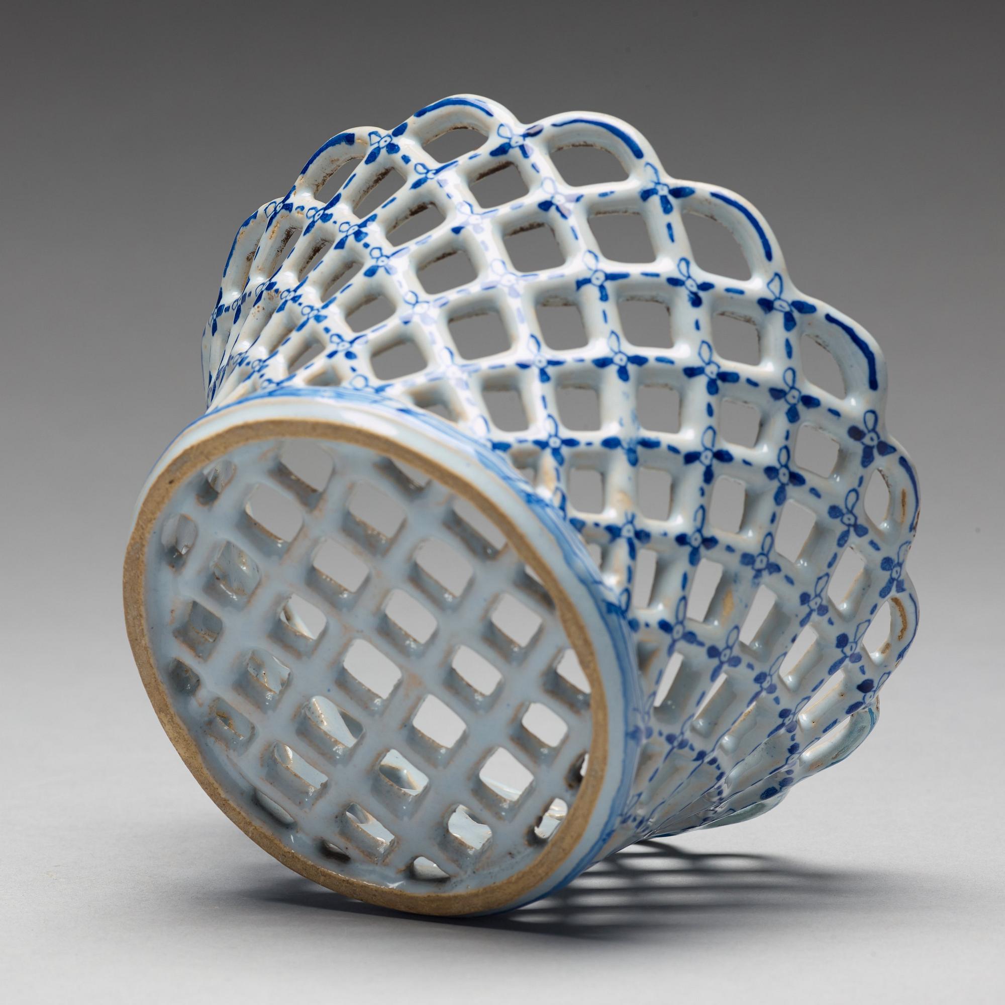 A faience chestnut basket, presumably Marieberg, after 1766.