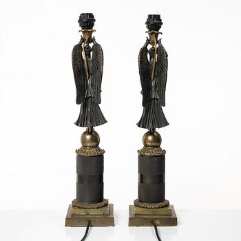 A pair of Empire style table lamps, circa 1800.
