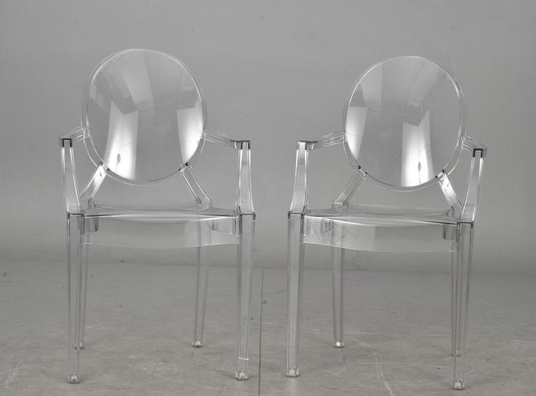 KARMSTOLAR, ett par, "Louis Ghost", Philippe Starck för Kartell.