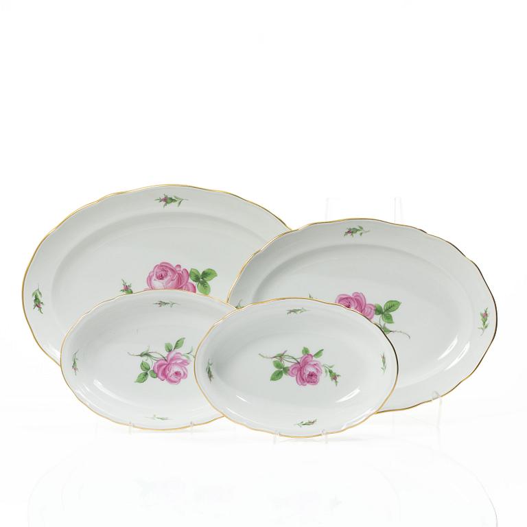 Meissen, A 55 piece "Meissen Rose" (Rote rose/Meissener rose) porcelain dinner service, 20th century.