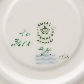 Coffee cup with saucer, porcelain, "Flora Danica", Royal Copenhagen, Denmark, 20th century.