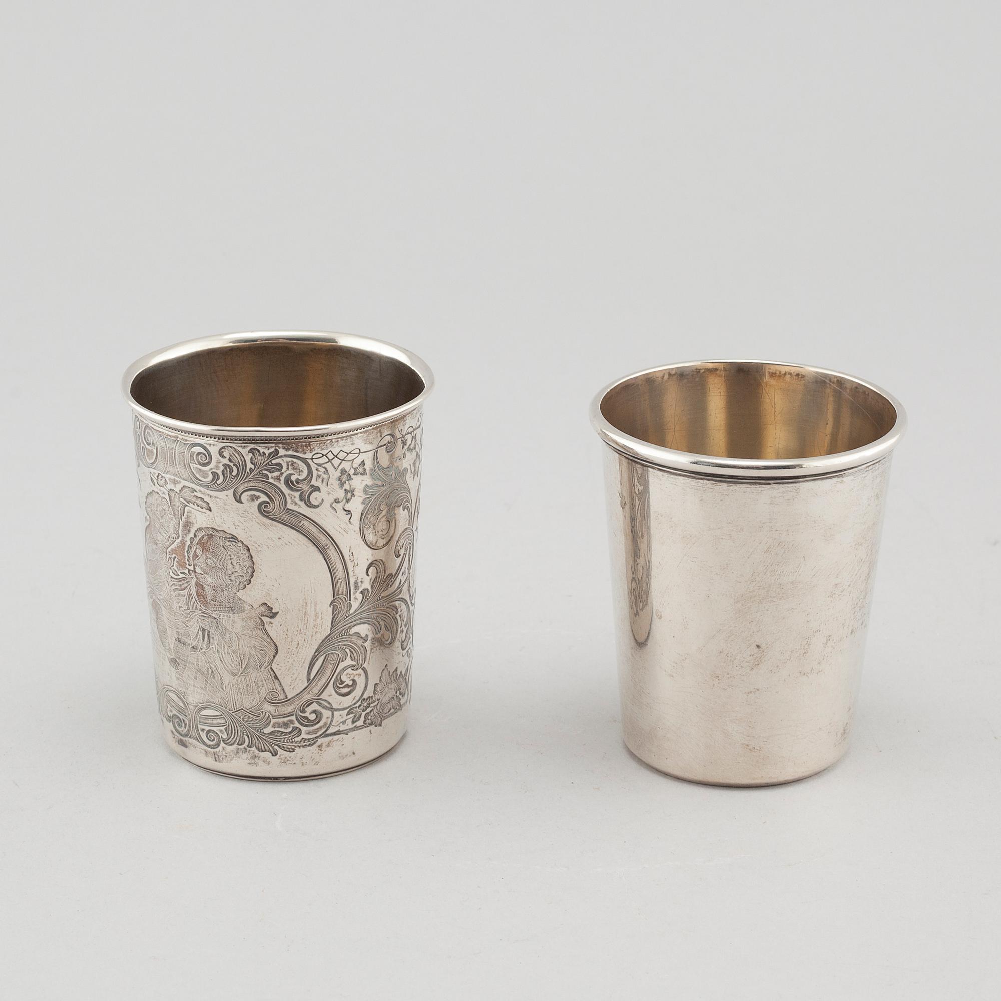 Two 19th century swedish silver cups.