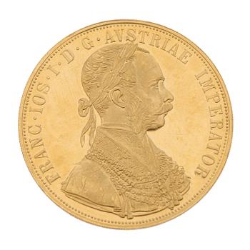 GOLDCOIN, 4 ducat, ca 23 k, FRANZ JOSEPH I 1915, Austria-Hungary. Weight ca 14 g.