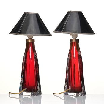 Carl Fagerlund, A pair of table lamps, Orrefors, Sweden, 1960s.