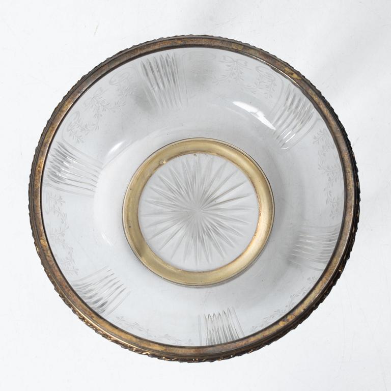 A French silver and glass bowl, mark of Georges Falkenberg, Paris, early 20th century.