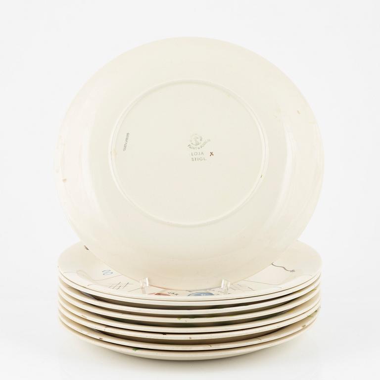 Stig Lindberg, nine 'Löja' plates, Gustavsberg.