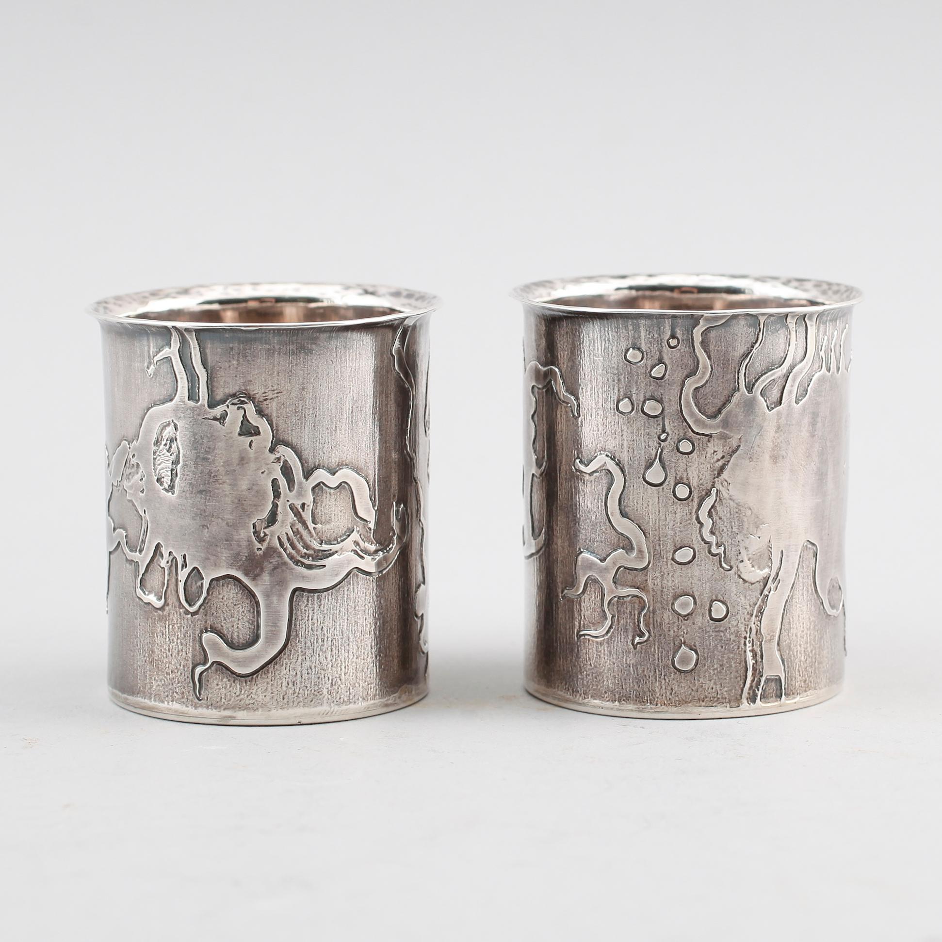 BÄGARE, 1 par, silver, Olle Ohlsson, Stockholm 1975. Vikt ca 153 g.