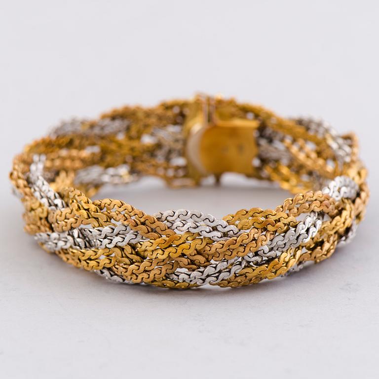 A BRACELET, 18K gold in three colours.