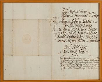 ADLIG OFFICERSFULLMAKT, undertecknad av Mauritz Klingspor, daterad Helsingfors 1802.