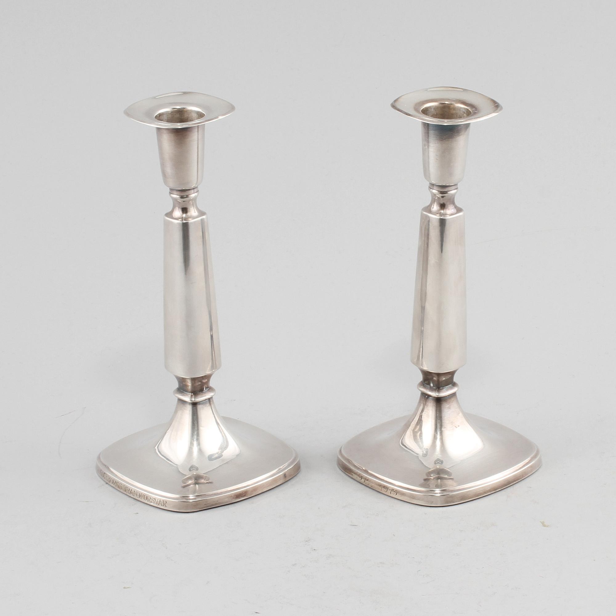 LJUSSTAKAR, ett par, silver, Tore Eldh, Ceson, Göteborg, 1900-talets tredje kvartal.
